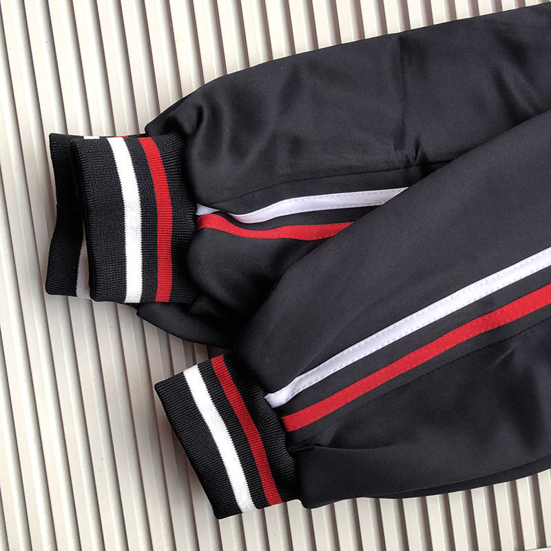 Spring and Autumn High School and Primary School Uniform Pants Navy Blue with White and Red Stripes, Cuffed Leggings, Slim Pants, Winter Fleece-Lined for Warmth