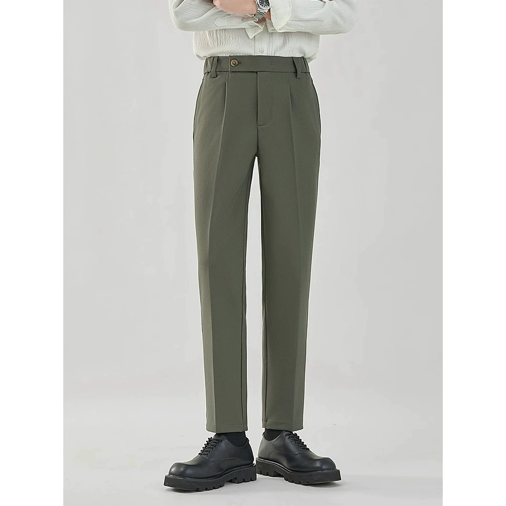 2025 весна и лето новые повседневные брюки для мужчин свисают дикие легкие и зрелые ветры высокие брюки без горячих длинных брюк