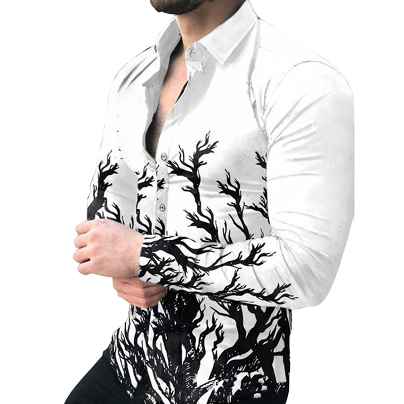 Comercio exterior transfronterizo 2023 nueva primavera y otoño camisa de manga larga para hombres moda 3D impresa camisa casual ventas directas de fábrica