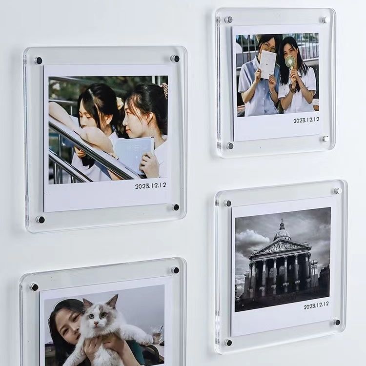 Small Card Simple Modern Acrylic Square Magnetic Photo Display Frame Office Study Couple Special