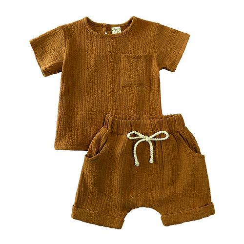 2024 Summer New AliExpress Wish Children's Set Short-sleeved Shorts Two-pieces Baby Toddler Air Conditioning Shirt