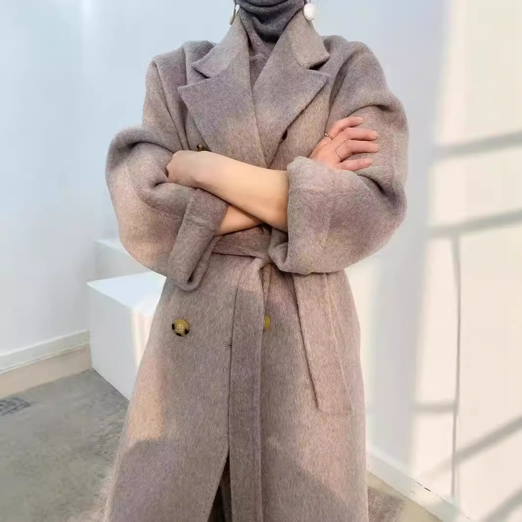 Autumn and Winter Albaca Double-Sided Puyuan Wool Alpaca Coat Long Wool Coat Cashmere Coat High-Level Sense