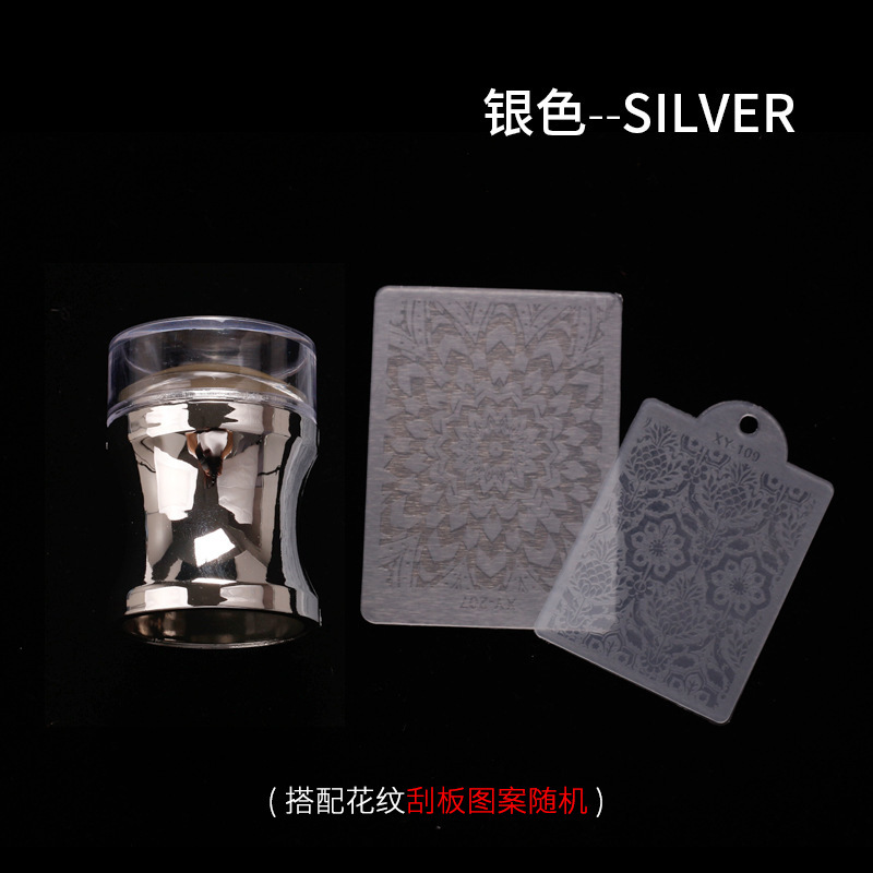 Transfronterizo nuevo sello de silicona de uñas galvanoplastia grande cabeza de impresión transparente completa 3,8 cm con tapa herramienta de impresión DIY