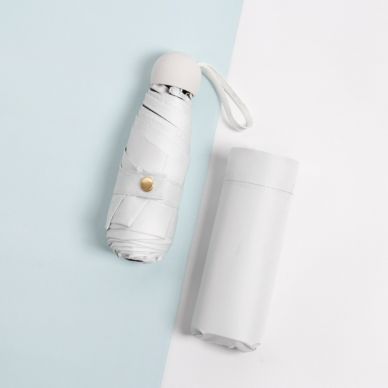 Paraguas a prueba de sol para mujer paraguas a prueba de sol a prueba de rayos UV de doble uso de cinco veces mini pequeño paraguas portátil plegable cápsula