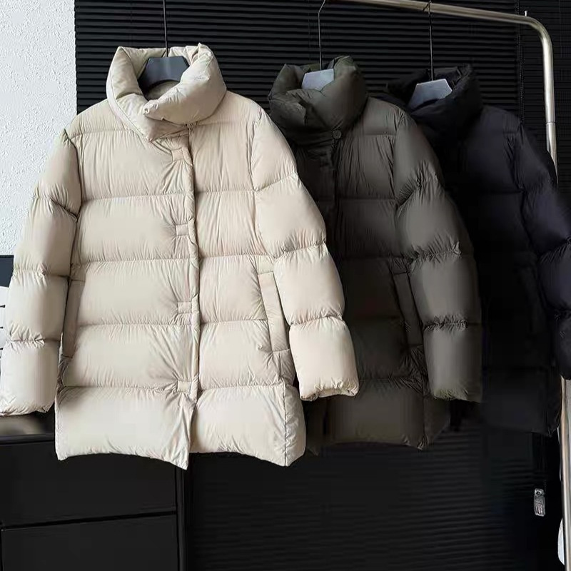 Women's Mid-Length down Jacket with Stand Collar, 2026 Winter New Style, Ultra-Light, Thickened, High-End 90% White Duck down Puffer Jacket Women's Mid-Length down Jacket with Stand Collar, 2026 Winter New Style, Ultra-Light, Thickened, High-End 90% White Duck down Puffer Jacket