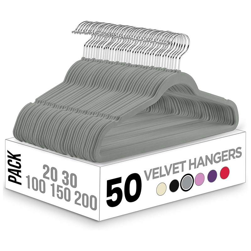 Percha de plástico antideslizante multifuncional flocado de terciopelo negro engrosado ropa mágica percha