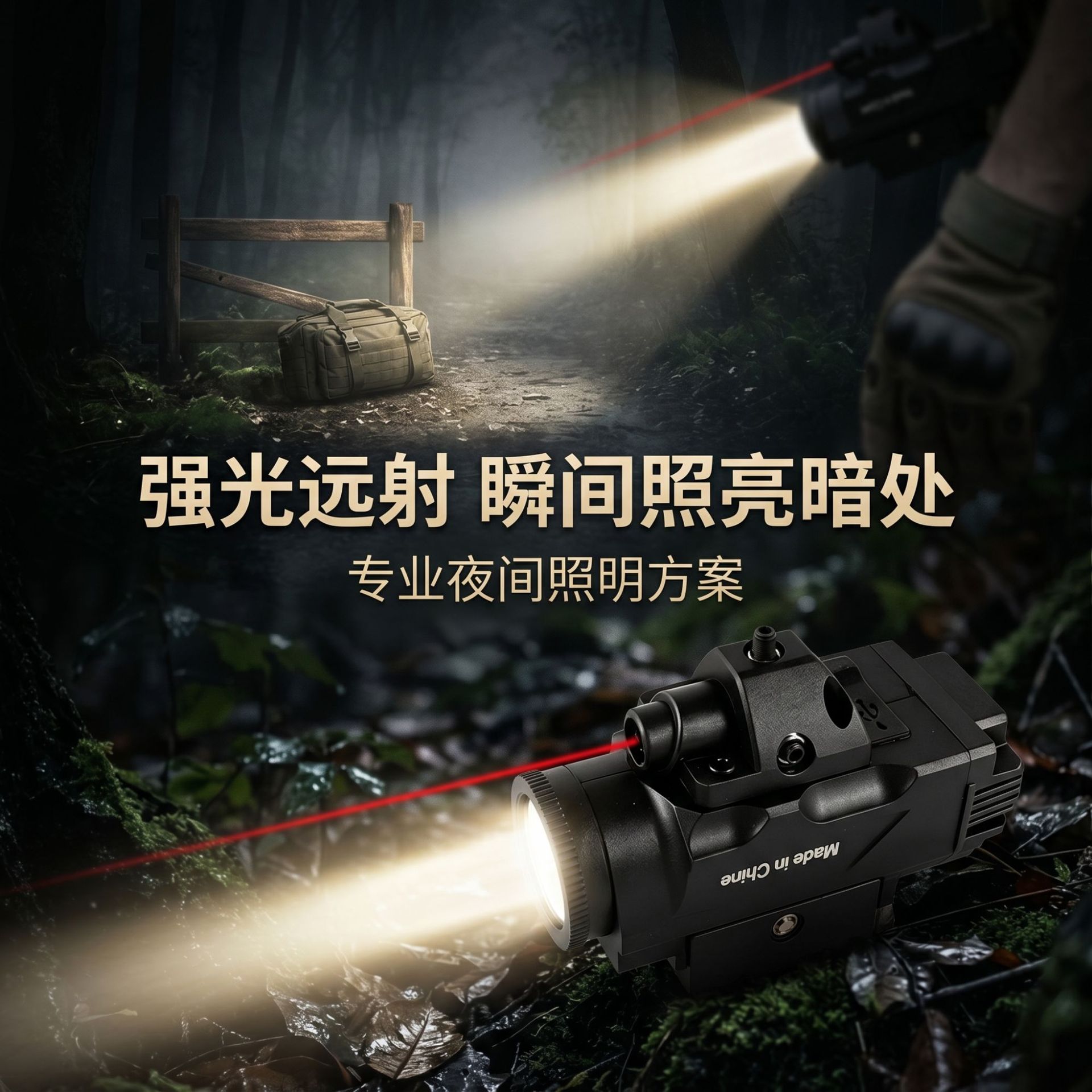 Nueva linterna láser colgante de metal recargable láser verde luz fuerte luz de pistola táctica 500 lumen alto flash image 5