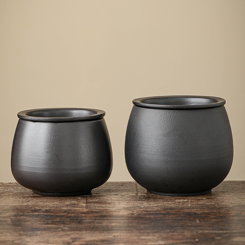 黒陶茶粕タンクセラミック茶洗浄水フィルター蓋付き廃水タンク孟大型デスクトップゴミ箱茶水分離|undefined