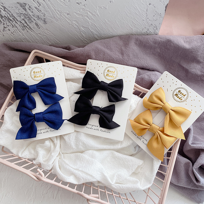 11g Weight Hair Clip Hair Accessories Type 1 Set Quantity Casual, Daily Occasion Solid Color, Bow Knot Pattern Girl'S Gender Cute, Korean Style Style Cute Handmade Fabric Bow Children's Side Clip Hairpin Summer Fresh Girl's Hairpin Hair Accessories 2