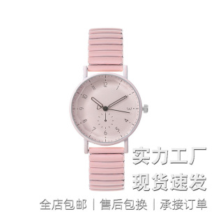 Fashion watch women's casual quartz spring elastic band student watch test monocular Digital Versatile women's watch