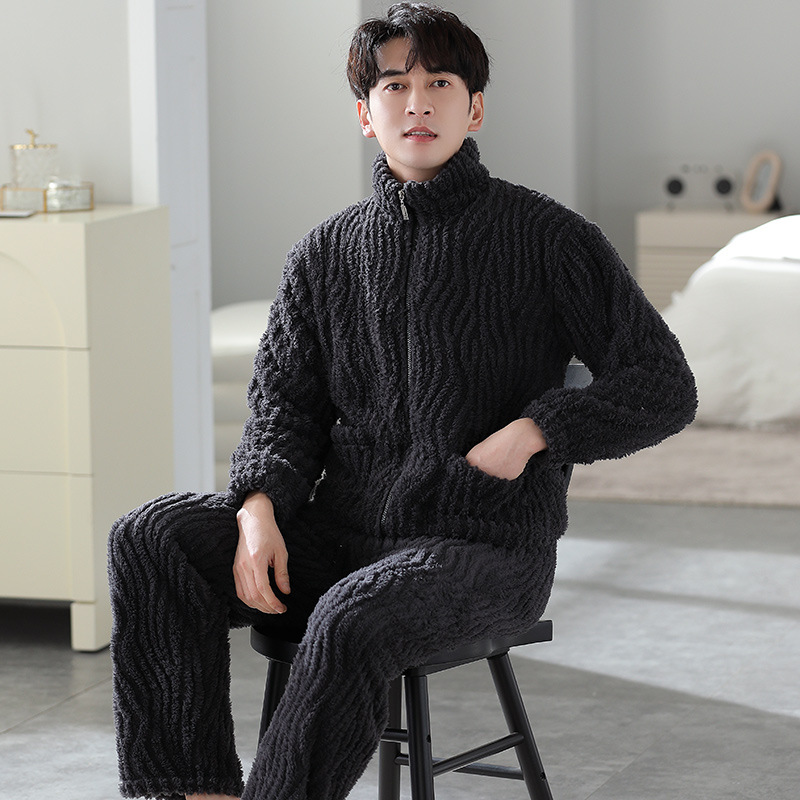 Pijama de hombre otoño 2024 nuevo hombre otoño invierno de alta sensación de coral felpa hombre felpa gruesa ropa para el hogar