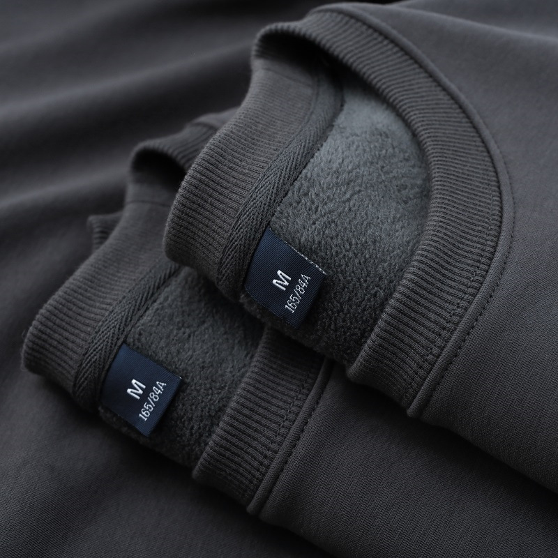 New warm stain-resistant dark gray fleece-lined top soft velvet loose all-match round neck men's fleece-lined sweater for work New warm stain-resistant dark gray fleece-lined top soft velvet loose all-match round neck men's fleece-lined sweater for work