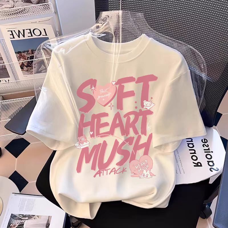 White Cotton Female Student Short-Sleeved T-Shirt 2025 Summer New Loose Top Girls Clothes Summer Clothes White Cotton Female Student Short-Sleeved T-Shirt 2025 Summer New Loose Top Girls Clothes Summer Clothes