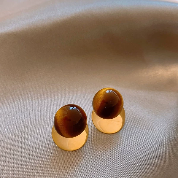 Large Gold Flake Tiger Eye Stud Earrings