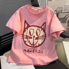 Short-sleeved T-shirt summer new children's clothing children stylish casual half-sleeve medium and large girls' cotton top trendy T-shirt base shirt