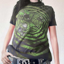 2024秋冬新款复古圆领上衣拼接印花T恤 万圣节时尚女装辣妹