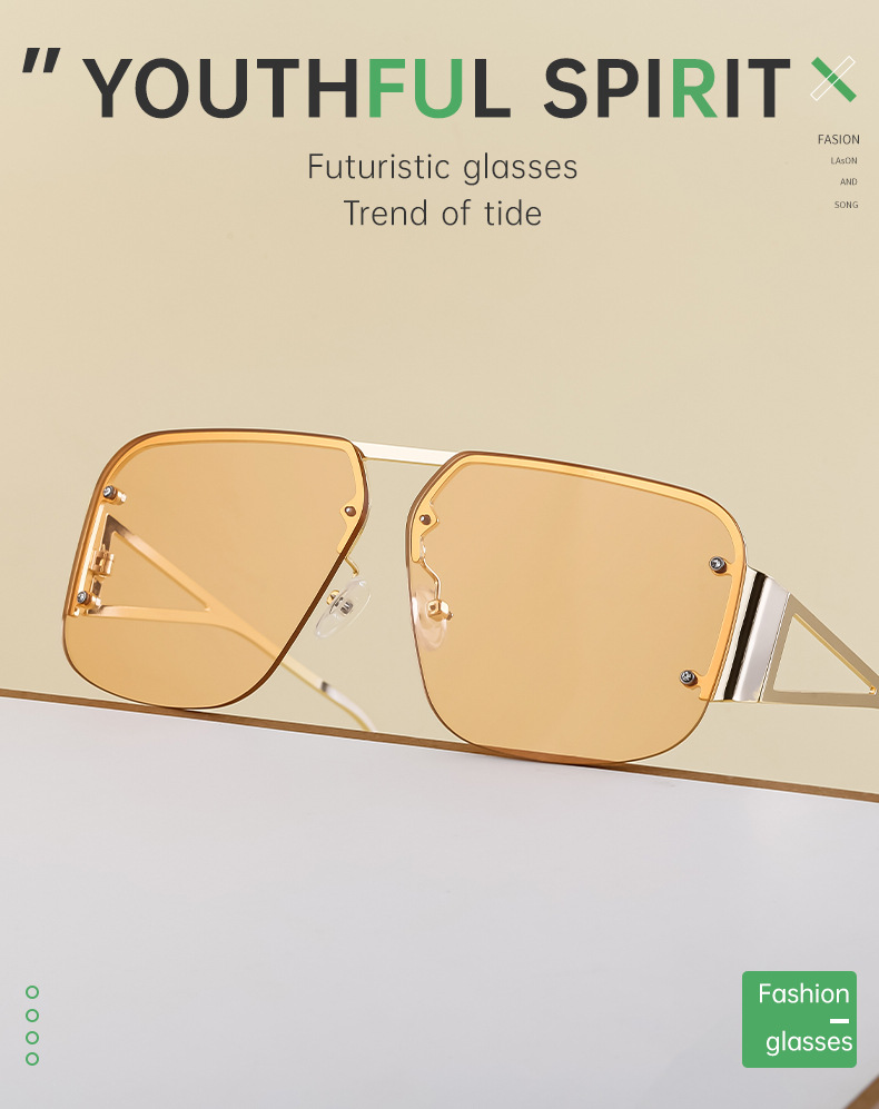 Sunglasses Unisex European Style Frameless Rectangular Shades_voghion.com