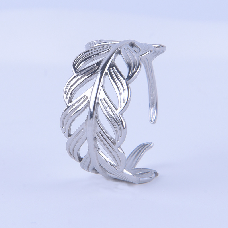 Fashion Style Fashion Leaf Stainless Steel Hollow Out Open Ring