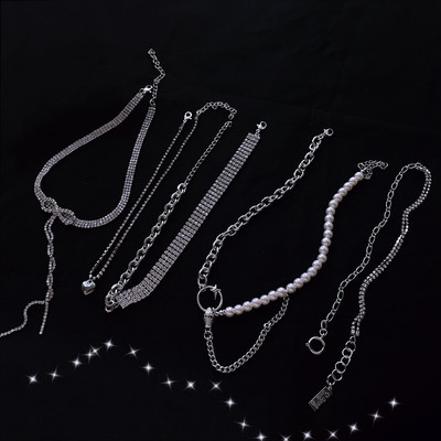 镶钻双层链条ins冷淡风项链~百搭气质字母吊坠女韩国锁骨链潮|ms