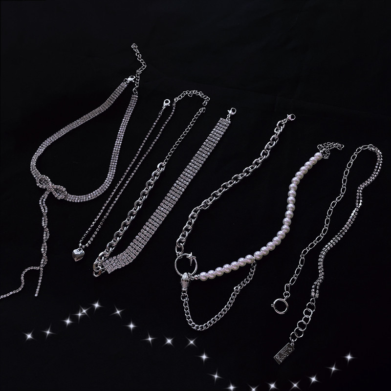 镶钻双层链条ins冷淡风项链~百搭气质字母吊坠女韩国锁骨链潮|ms