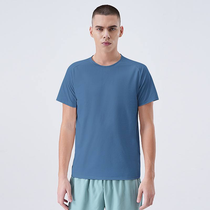 Camiseta de secado rápido para hombre, verano, cuello redondo, color sólido, deportes, ocio urbano, correr, transpirable para hombre, senderismo al aire libre, camisa de manga corta