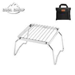 Outdoor camping mini folding stand portable barbecue grill stove rack grill pan rack stainless steel pot rack comes with handbag