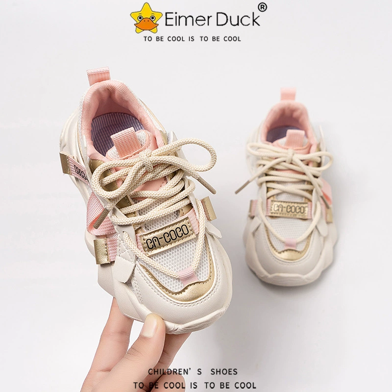 Обувь для девочек, детская спортивная обувь для пап 2024, весна и осень, новые дышащие мягкие подошвы для больших детей и девочек, в западном стиле