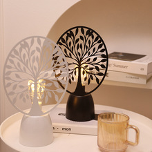 仿古剪纸LED圣诞节桌面装饰小夜灯卧室创意台灯USB充电款氛围灯