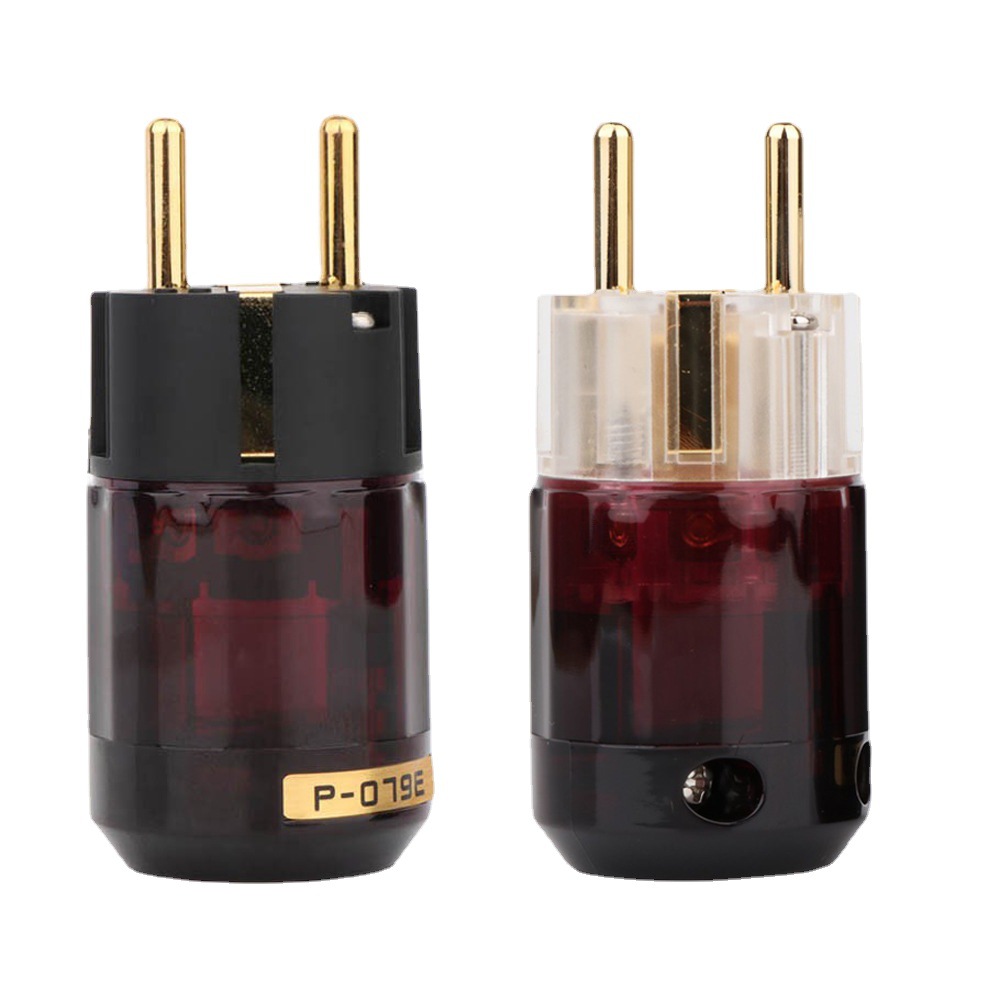 P-079E/C-079 brass gold-plated European standard power plug for audio amplifier, EU-regulated power plug plug tip