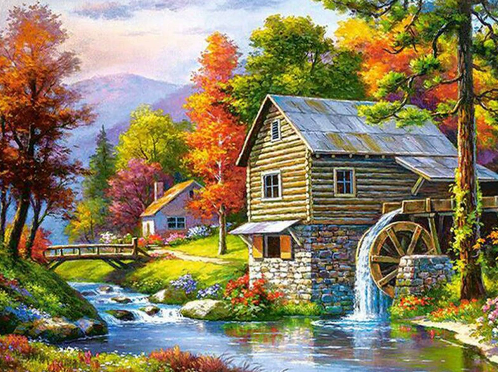 Набор для алмазной мозаики 5D, полный бурти landscape, круглые кристаллы, 30×40 см (несколько дизайнов)