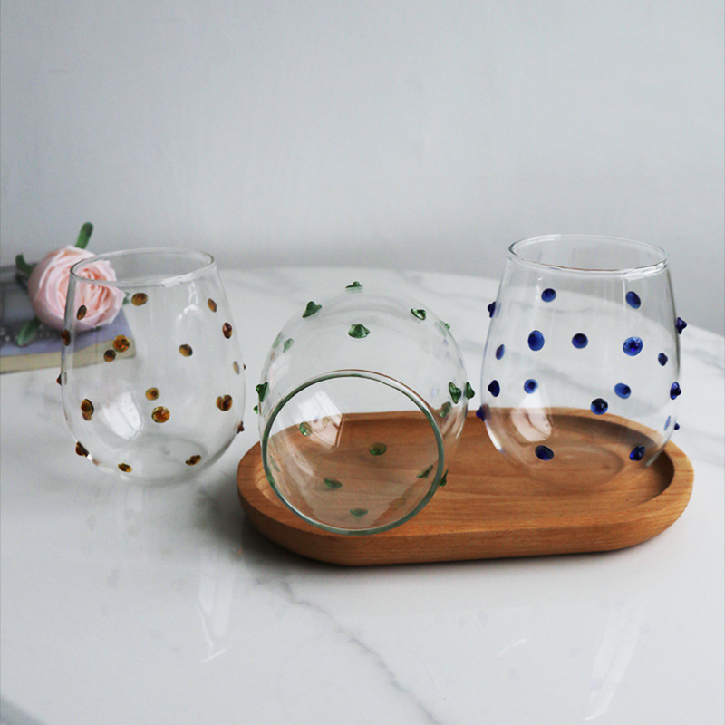 Creativo irregular Punto de diseño de vidrio taza de agua especial taza táctil punto de la onda taza de leche taza de jugo