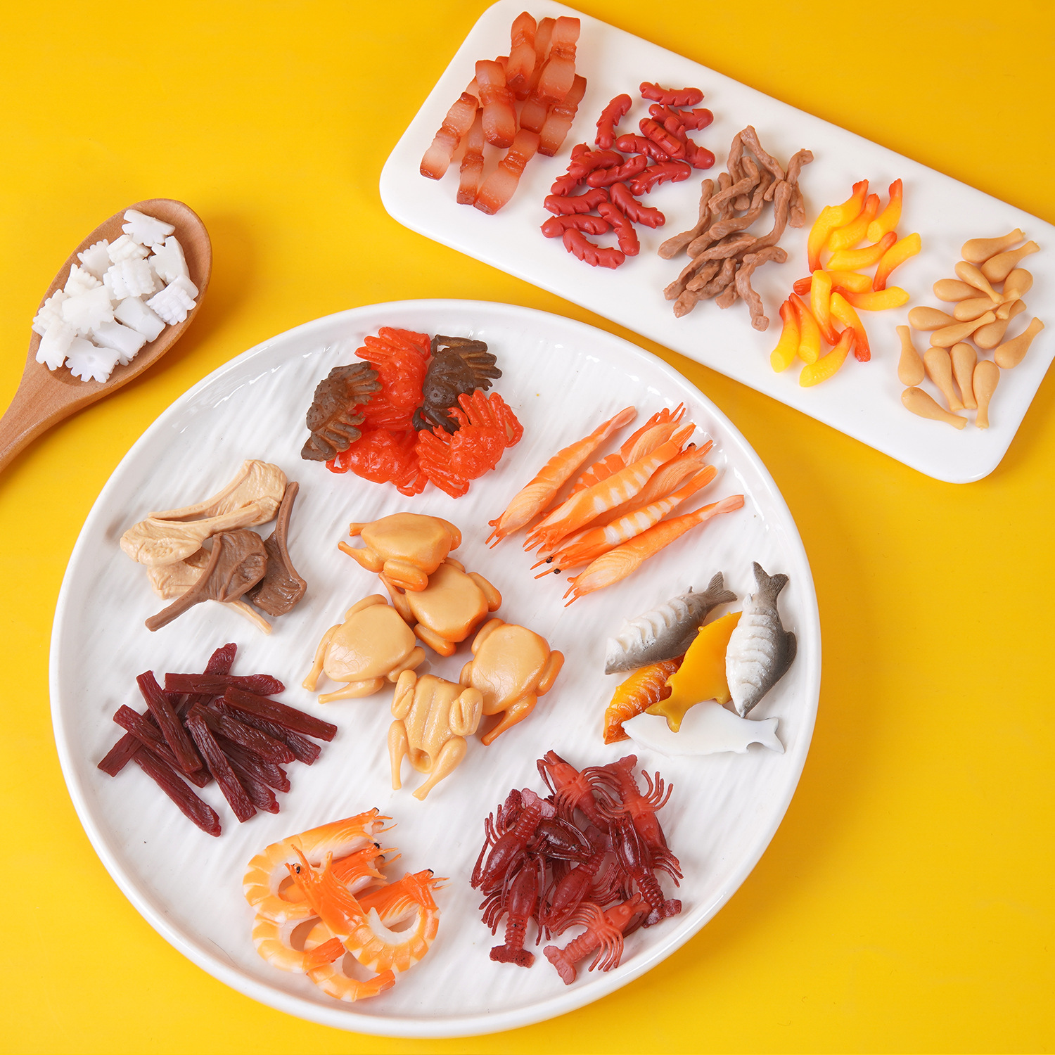 迷你仿真食物食玩玩具手作店DIY仿真美食道具迷你螃蟹鸡蛋鸡腿虾