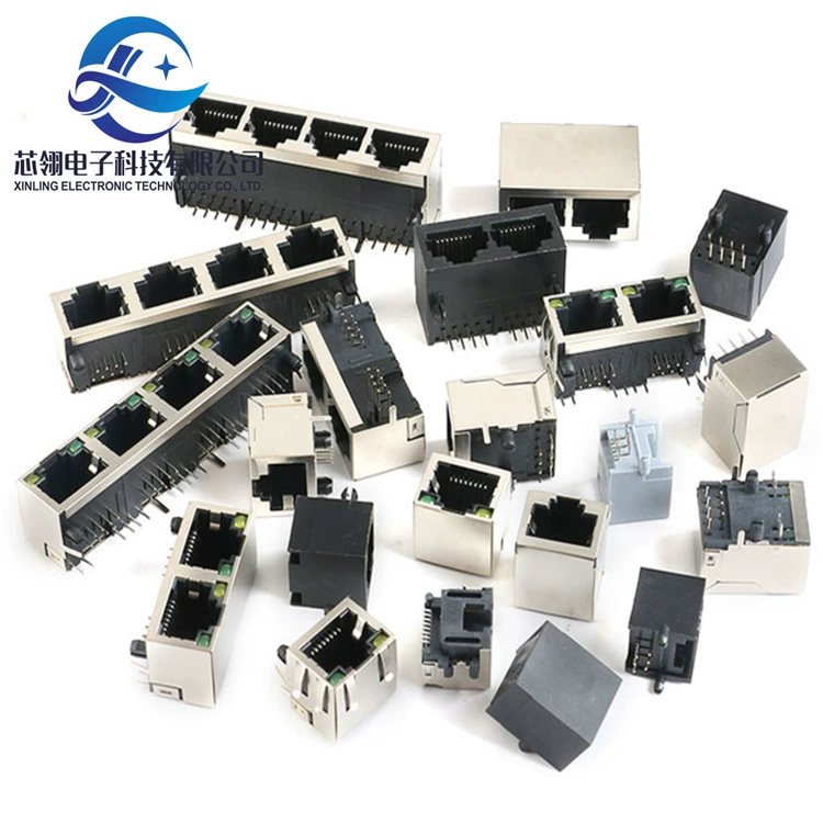 RJ45 network socket network cable interface 8P8C crystal head seat mother seat vertical belt shield direct plug