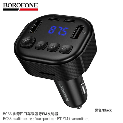 BOROFONE BC66 Car Four-Port 2A2C Bluetooth FM Transmitter Car Fast Charger USB Playback Hands-Free Calling