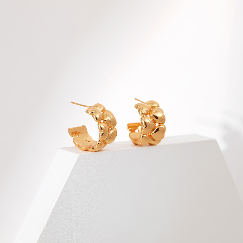 Retro Heart Shape Copper Plating Ear Studs 1 Pair