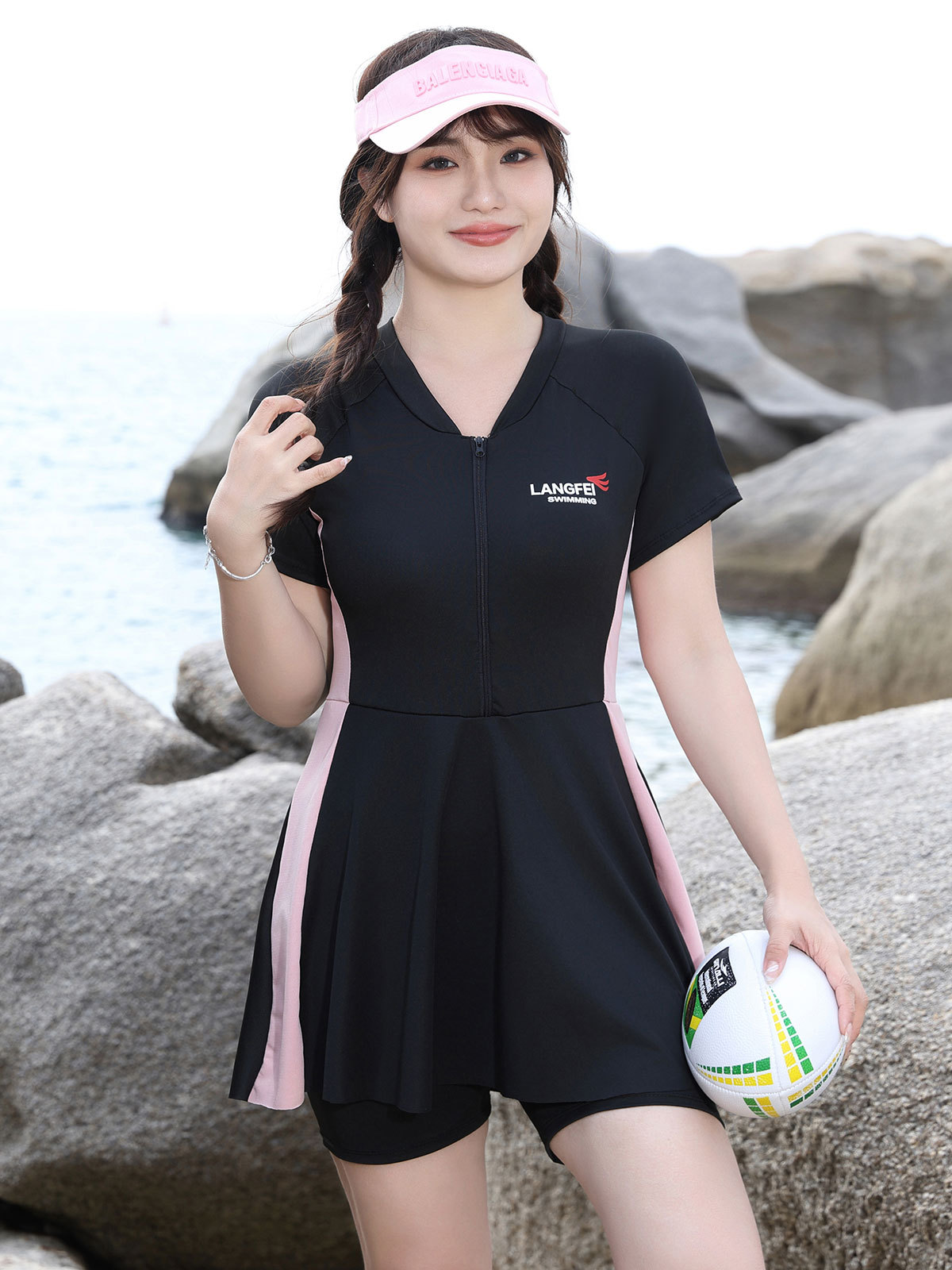 trajes de baño de gran tamaño de mujer vestido de ángulo plano conservador obesidad mm180 kg cubrir el vientre delgasa trajes de baño deportivos casuales