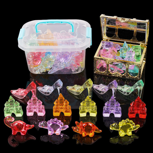 Children's gem toy girl diamond crystal Ultraman plastic big love boy girl colorful treasure box box