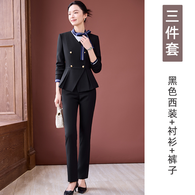 职业套装女长袖时尚气质女神范美容师酒店前台接待金店售楼部工装|undefined