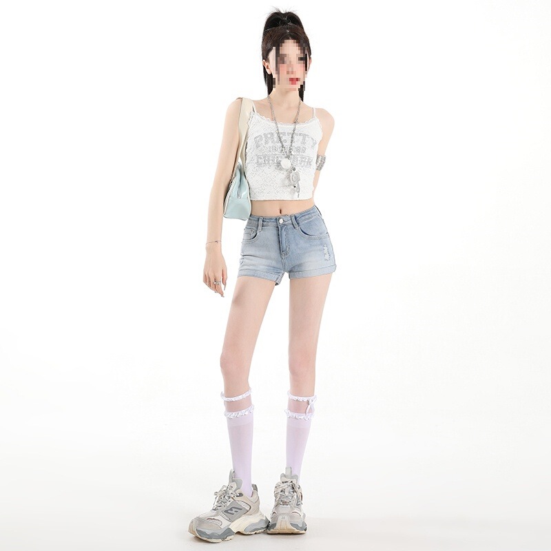 Spring and Summer American-Style Low-Waist Stretch Denim Shorts for Women 2026 New Summer Style Hot Girl Versatile Tight-Fitting Hip-Hugging Hot Pants