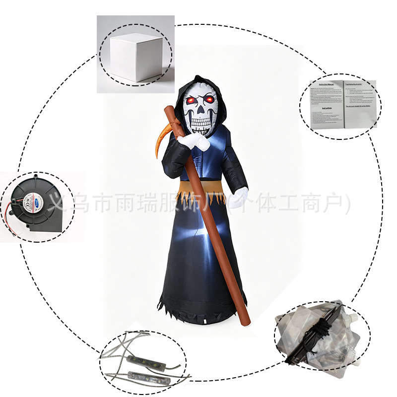 Halloween esqueleto de la muerte modelo de aire LED luminoso guisa de mano decoración de patio al aire libre Halloween no cruza fronteras