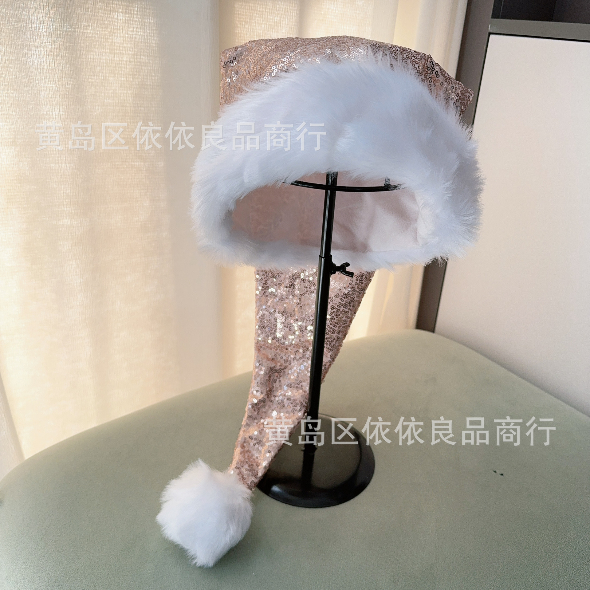 24 nuevos sombreros de Navidad largos transfronterizos 75 cm adultos sombreros de Navidad de color champaña sequillas decoraciones de Navidad