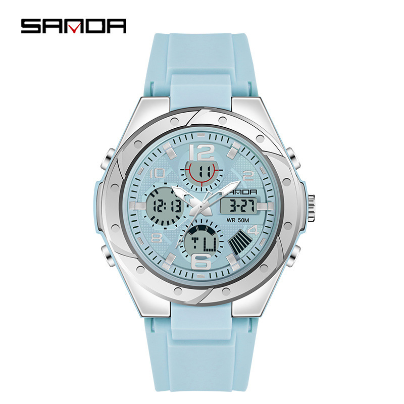 SANDA 6062 multi-funcional a prueba de agua electrónica deportes pareja mujer doble pantalla reloj e-commerce Venta caliente reloj