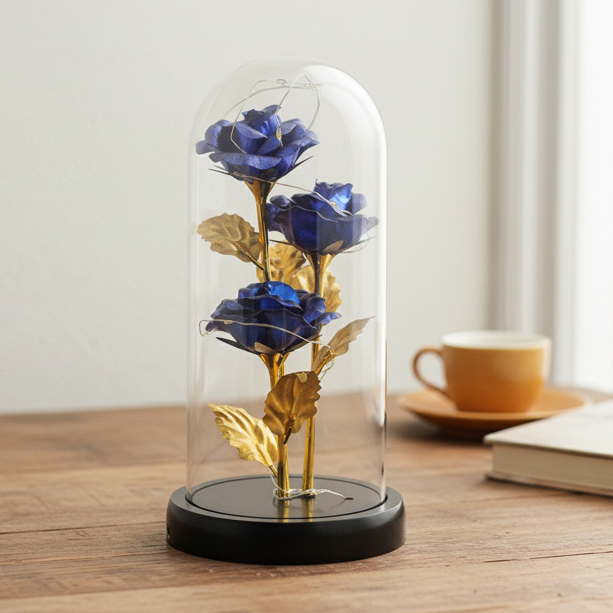 3 flores doradas de flores eternas regalos del Día de la Madre Qiuxi decorativos de mesa ramo de flores regalos del Día de San Valentín transfronterizos