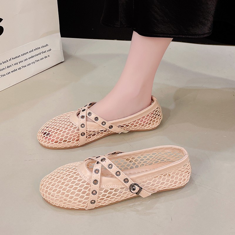 Primavera y verano hueco nuevo tipo una hebilla sandalias zapatos de malla 2026 marizhen zapatos de moda para mujeres