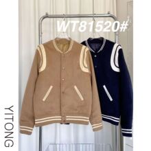 小众设计款23FW 致敬之路 磨毛学院风撞色拼接棒球服外套WT81520#