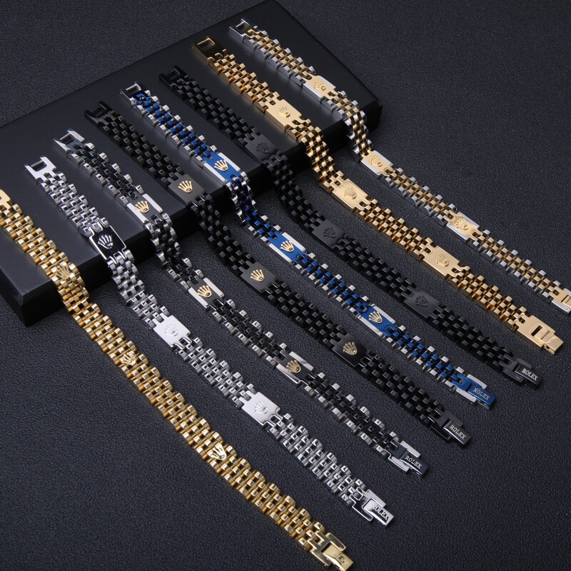 Laojia Titanium Steel Men's Bracelet, Fashionable and Simple Watchband Style Stainless Steel Metal Jewelry, Cross-Border Bestseller with Packaging Box