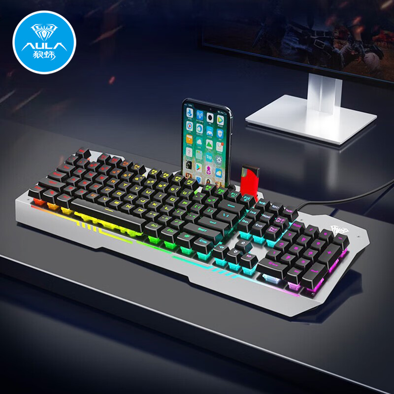 Wolf Spider F3010 Mechanical Wired Keyboard Real Mechanical Feel Metal Panel Backlight Computer Notebook Universal