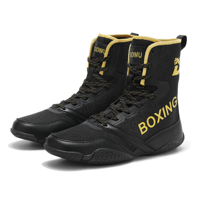Shopping Mall Same Style Boxing Shoes for Men, Large Size 45-46, Professional Competition Sports Shoes, Non-Slip, Wear-Resistant, High-Quality for Sanda
