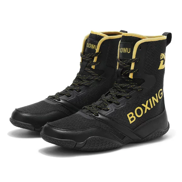 Shopping Mall Same Style Boxing Shoes for Men, Large Size 45-46, Professional Competition Sports Shoes, Non-Slip, Wear-Resistant, High-Quality for Sanda
