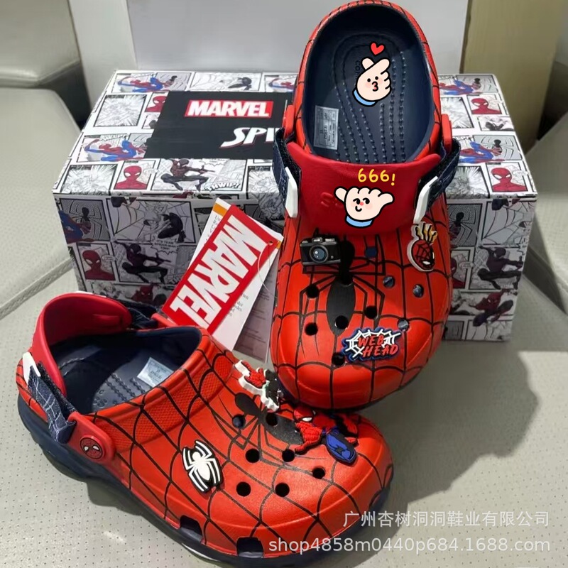 In-Stock Crocs Summer Trin Spider-Man Collaboration Comfortable Casual Versatile Trendy Outdoor Sandals Wholesale Series